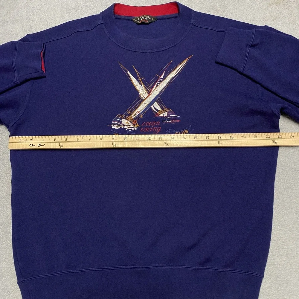 Vintage Paul & Shark Sweater Mens Medium Embroidered Yacht Club Racing Wool Read